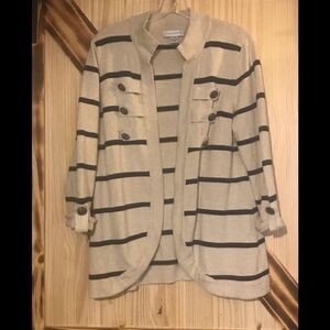Christopher & Banks Cardigan Cream Blue L